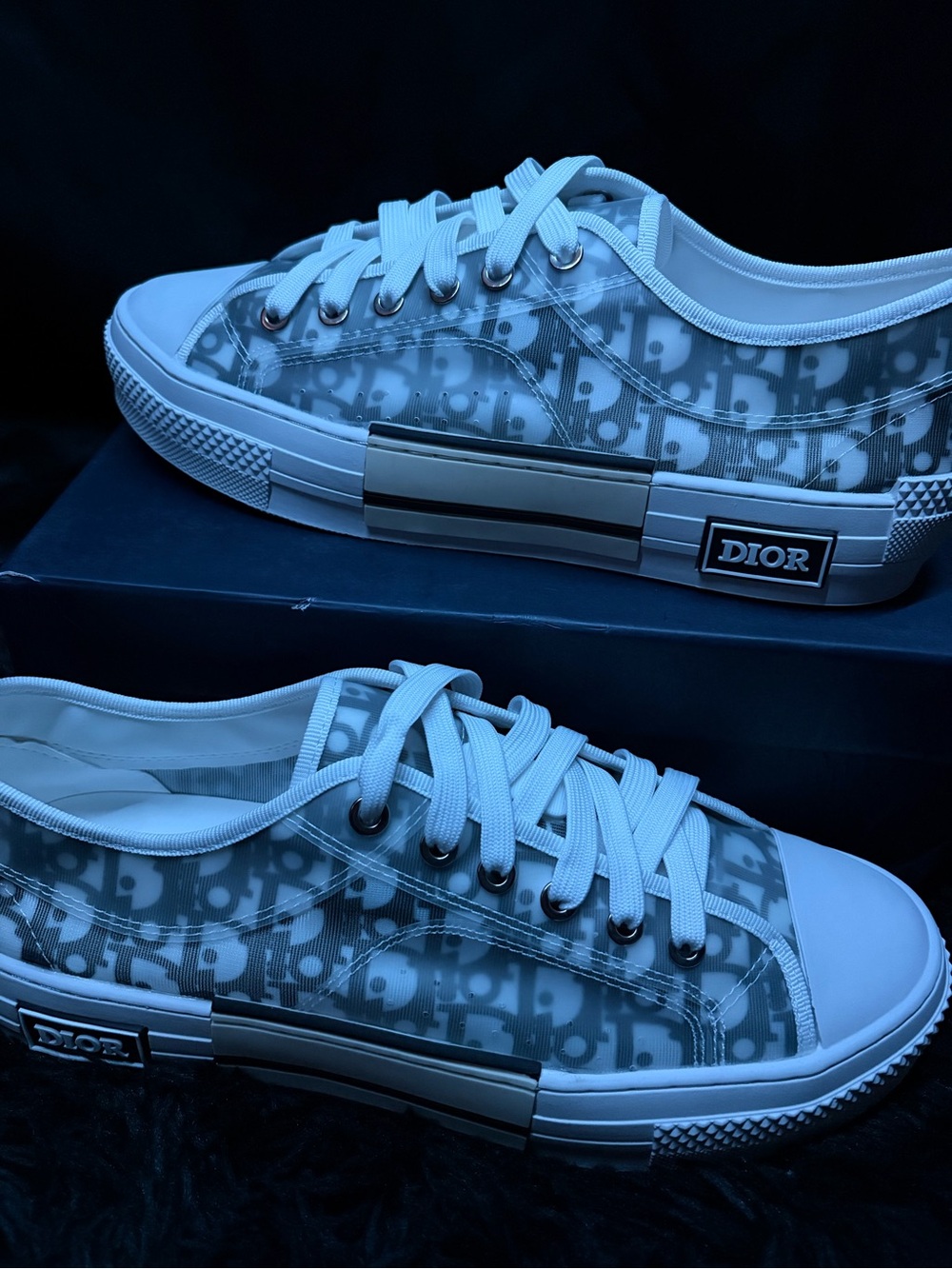 Dior Men’s White and Gray Signature Canvas Low-Top Sneakers
